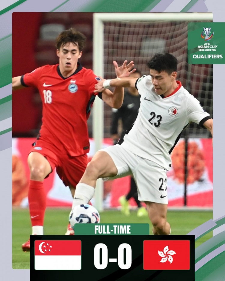 2027年亞預(yù)賽第三階段首輪，新加坡隊(duì)0-0戰(zhàn)平中國(guó)香港隊(duì)