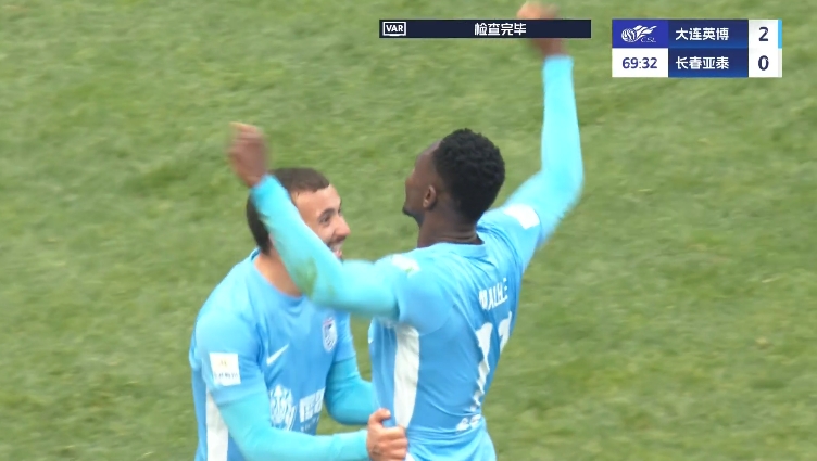 馬萊萊大連處子球！呂焯毅助攻馬萊萊破門，大連英博2-0亞泰