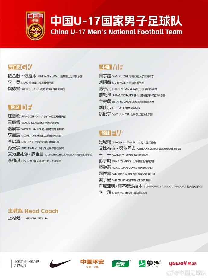 北青體育：U17國(guó)足落選球員彭子鳴、李星辰、陳子凡仍留隊(duì)合練